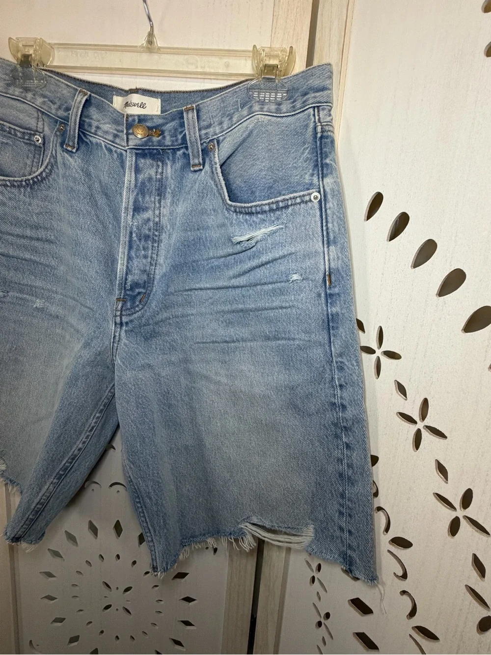Madewell Essex Long Baggy Shorts Jorts in Londe Blue